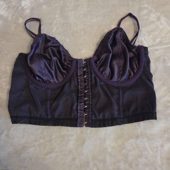 Womens MEDIUM Purple & Black Corsette Style Top Whimsigoth Fairycore Steampunk - Picture 3 of 4